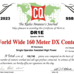 Axel / DB1WA beim CQ WW 160m SSB Contest mit dem Call: DR1E